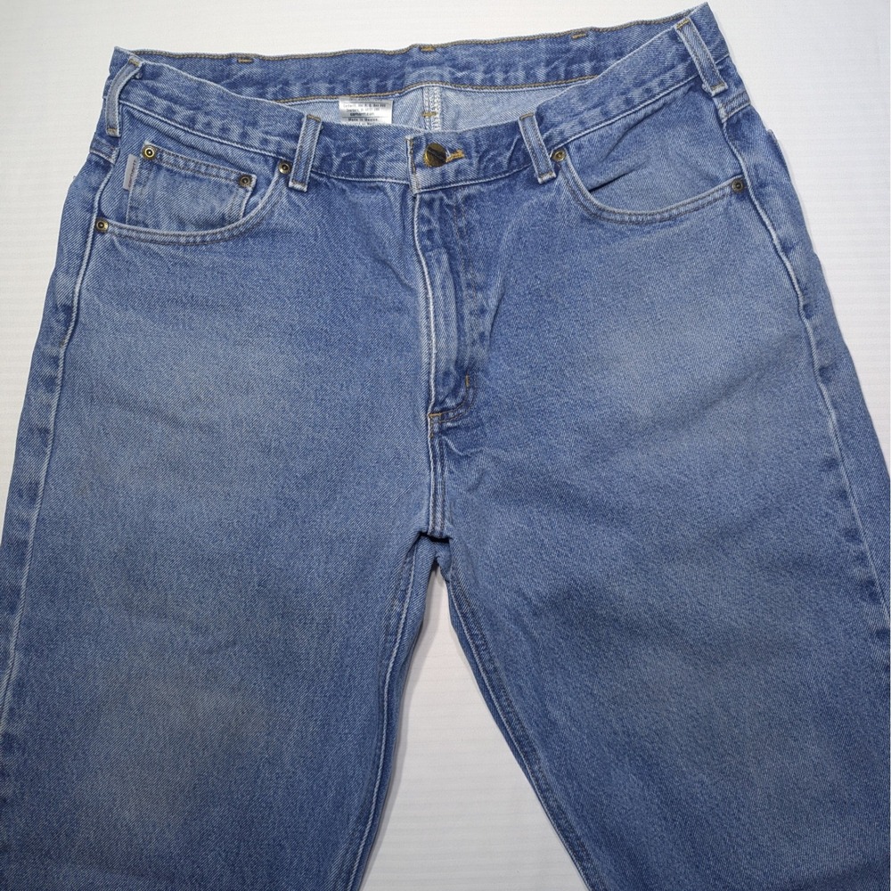 Carhartt Men B17 DST 100% Cotton Relaxed Fit Straight Denim Jeans 38x32 Blue